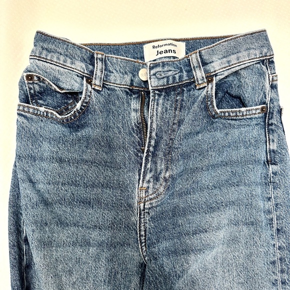 Reformation Liza High Rise Straight Jeans Palermo Destroyed - Size 25 - Picture 5 of 7